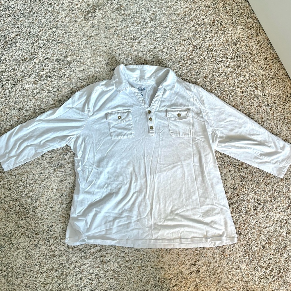 Croft & Barrow - Men’s (2XL) White Long Sleeve Top Shirt with Buttons